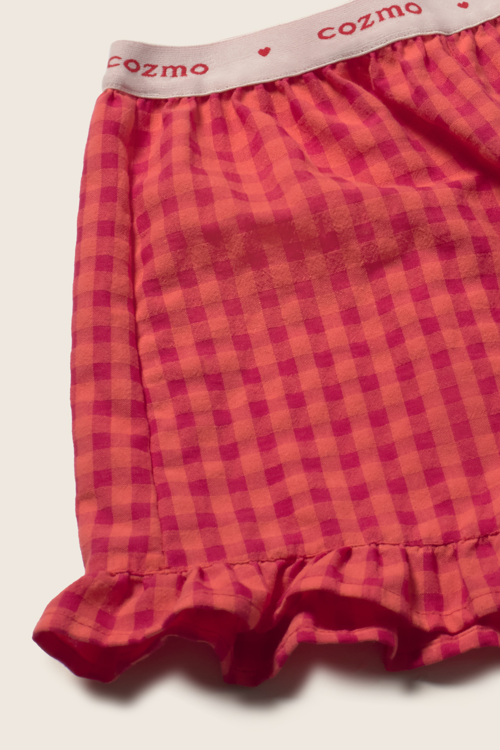 Cozmo - gingham cotton shorts - tomato - 1