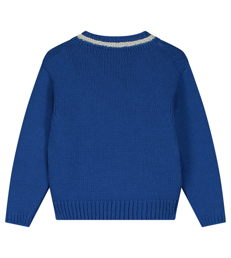 Tangerine - Chunky neck knitted jumper - Lapis blue