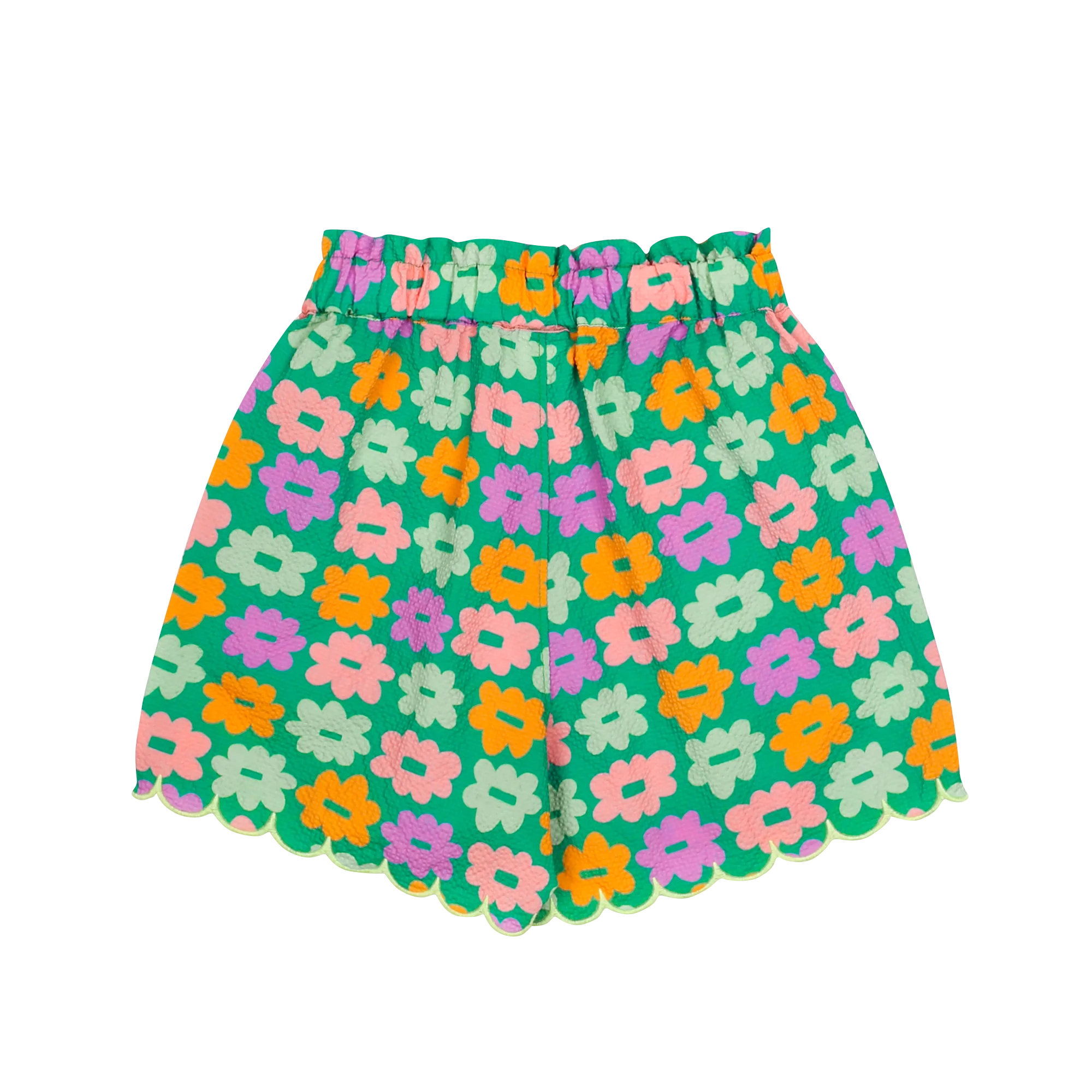 Jelly Mallow - Flower seersucker shorts - Green - 1