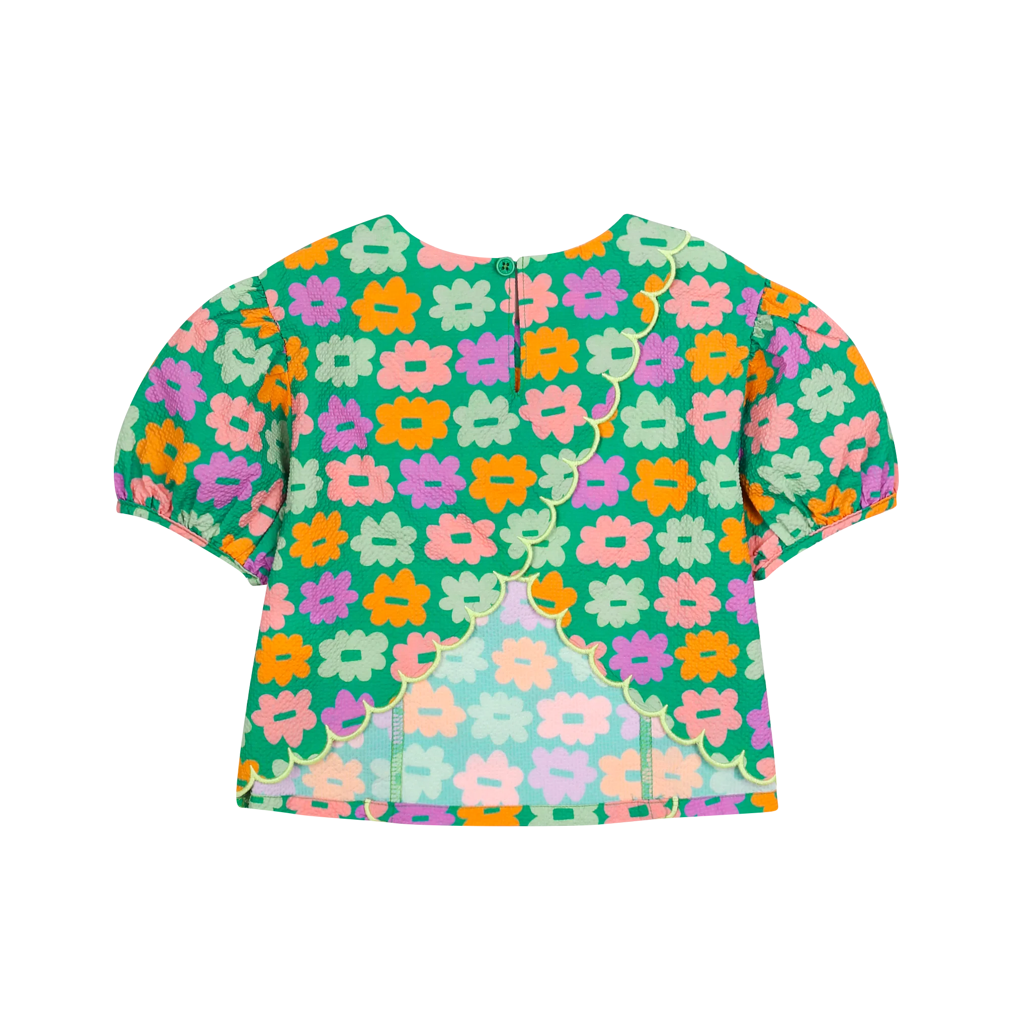 Jelly Mallow - Flower seersucker blouse - Green - 1